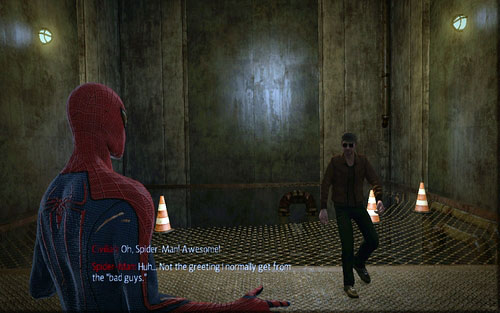 After meeting with the kidnapper, jump down and go straight all the way until you reach a room filled with the green substance - Train Docking Station - Collectibles inside buildings - The Amazing Spider-Man - Game Guide and Walkthrough