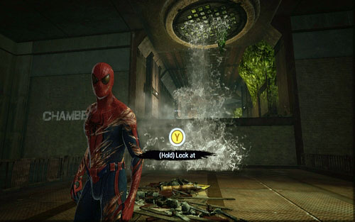 After finding the pump, stand before the machine and turn it by 180 degrees - Water Treatment Facility - Collectibles inside buildings - The Amazing Spider-Man - Game Guide and Walkthrough