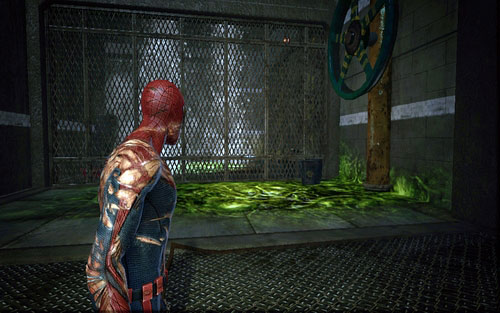 After turning the valve, follow the nearby corridor all the way straight - Water Treatment Facility - Collectibles inside buildings - The Amazing Spider-Man - Game Guide and Walkthrough