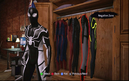 The next symbol is hidden on one of the windows - Costumes list - Spider-Man's costumes - The Amazing Spider-Man - Game Guide and Walkthrough