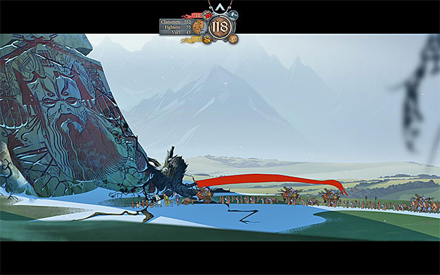 Having a stop in a location with a Godstone is a good way to increase morale for free - Morale - Caravan - The Banner Saga - Game Guide and Walkthrough