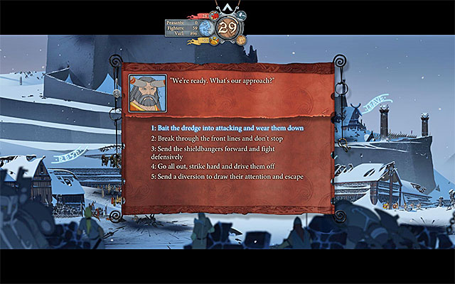 The last option on the list lets you avoid fighting, but at the cost of Mogr as the member of the party - The more important decisions - The Banner Saga - Game Guide and Walkthrough