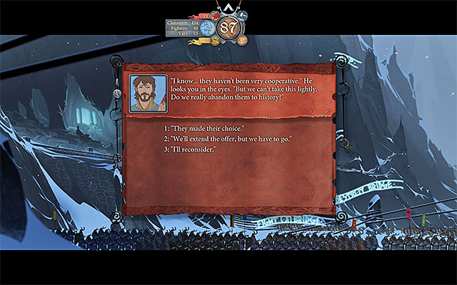 Leaving the city, without helping the giants, is not a good idea - The more important decisions - The Banner Saga - Game Guide and Walkthrough