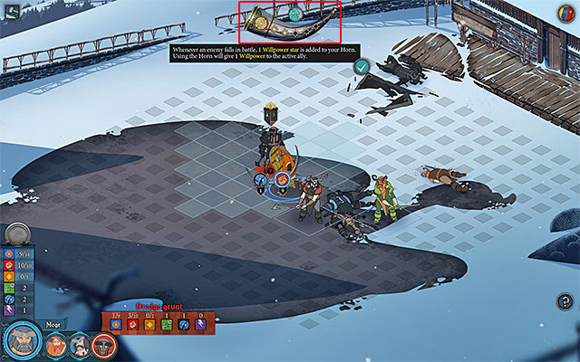 After defeating the first monster, the game will present you a new combat mechanism - Horn displaying at the top of the screen (shown on the attached screen) - Vedrfell - Chapter 1 - The Banner Saga - Game Guide and Walkthrough