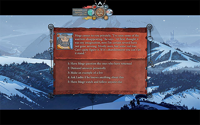 The option selection window - Journey to Ridgehorn - Chapter 3 - The Banner Saga - Game Guide and Walkthrough
