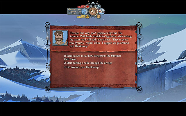 You can either continue you journey or try fighting the monsters - Journey to Sigrholm - Chapter 6 - The Banner Saga - Game Guide and Walkthrough