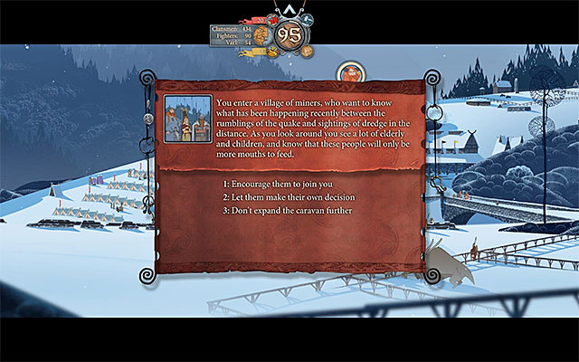You can take the villagers along, or refuse to - Journey to Sigrholm - Chapter 6 - The Banner Saga - Game Guide and Walkthrough