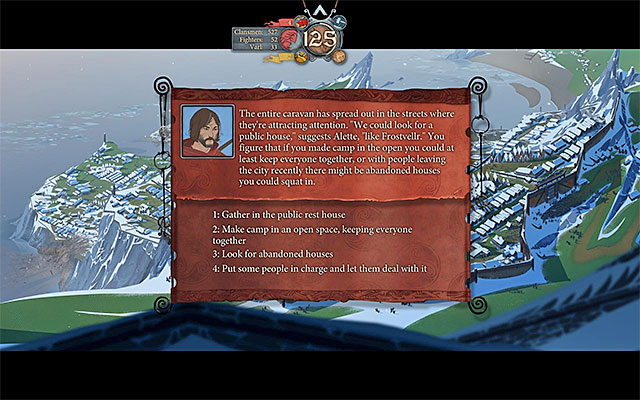 The caravan can be dispatched, e.g. to the abandoned houses - Boersgard - the siege - Chapter 7 - The Banner Saga - Game Guide and Walkthrough