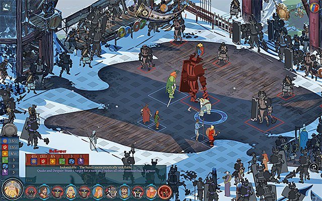 Weaken the boss's armor and then, deprive him of some of his health points - Ending 2 - Chapter 7 - The Banner Saga - Game Guide and Walkthrough