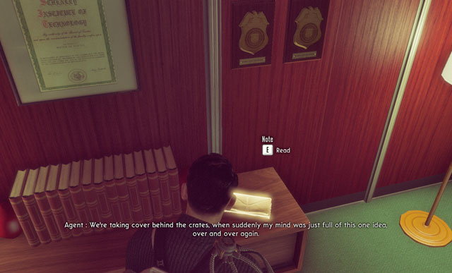 Note is on the cupboard. - Base Visit IV - Documents and letters - The Bureau: XCOM Declassified - Game Guide and Walkthrough