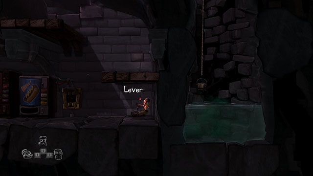 And with the second character, head below to hold the lever by the deactivated vending machines - The Gift Shop - The Cave (generally accessible locations) - The Cave - Game Guide and Walkthrough