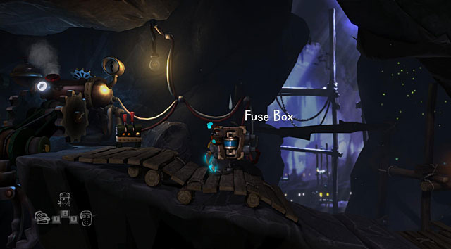 Take the bucket, head back to the left side of the level and head up to the place where the large machine with claws is - The Gift Shop - The Cave (generally accessible locations) - The Cave - Game Guide and Walkthrough