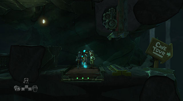 Head with all three characters to the right and stand on the platform - The Gift Shop - The Cave (generally accessible locations) - The Cave - Game Guide and Walkthrough
