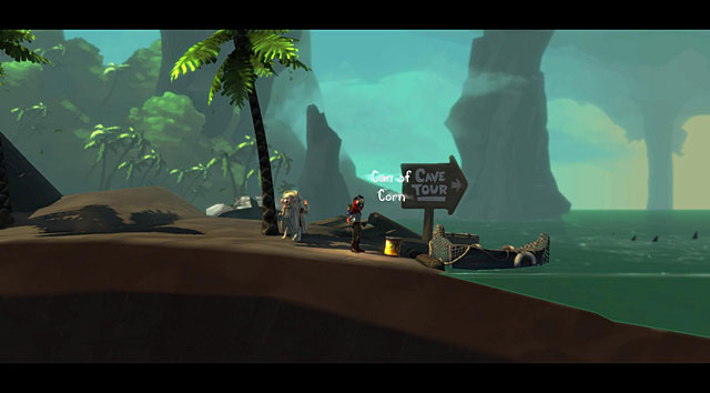 Run to the boat with the character with the parrot to get rid of the hermit - The Island - The Cave (generally accessible locations) - The Cave - Game Guide and Walkthrough
