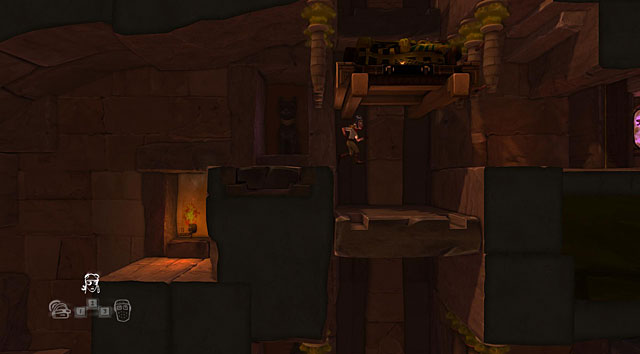 Run below the moving sarcophagus and jump onto the pressure plate on the left side of the elevator - The Adventurer - Locations for specific characters - The Cave - Game Guide and Walkthrough