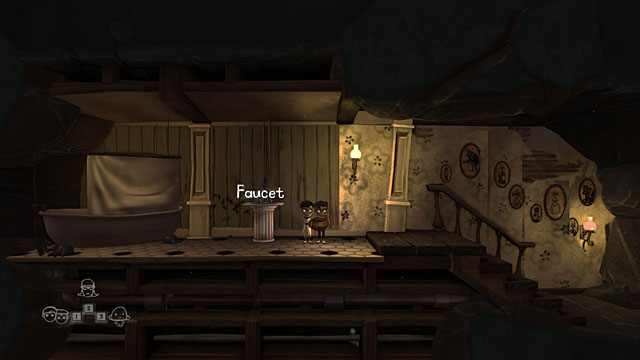 Fill up the chamber pot with water using the Faucet and run up to where you left the cardboard box by the wall - Twins - Locations for specific characters - The Cave - Game Guide and Walkthrough