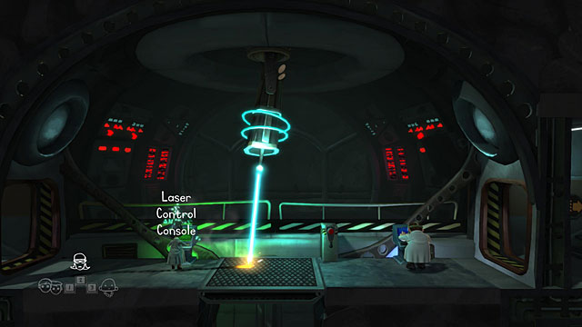 Wait for the laser beam to turn into the other direction and quickly use your special skill on the Laser Control Console - The Scientist - Locations for specific characters - The Cave - Game Guide and Walkthrough