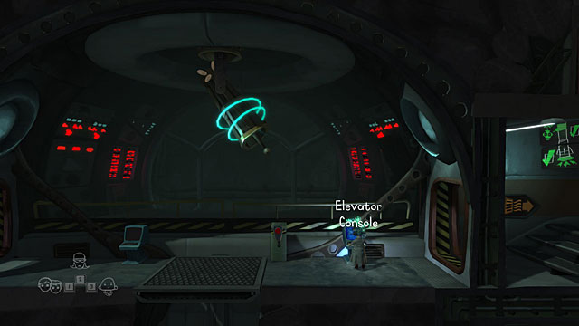 Head back to the right and use the scientist's skill on the Elevator Console on the right to activate the elevator - The Scientist - Locations for specific characters - The Cave - Game Guide and Walkthrough