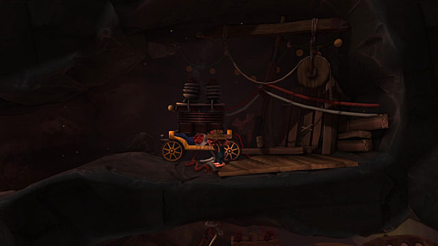 Switch to the hillbilly and use the wrench to turn the bolt in the generator - The Hillbilly - Locations for specific characters - The Cave - Game Guide and Walkthrough