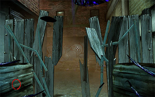 Go to the wooden fence now and press middle mouse button to use the right tentacle in order to destroy the obstacle and unlock further passage - Payback - p. 2 - Walkthrough - The Darkness II - Game Guide and Walkthrough