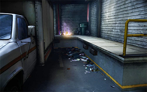Right after beginning of this chapter, turn right and explore the area to the right from one of the trucks parked here - Strong Silent Type - p. 1 - Walkthrough - The Darkness II - Game Guide and Walkthrough