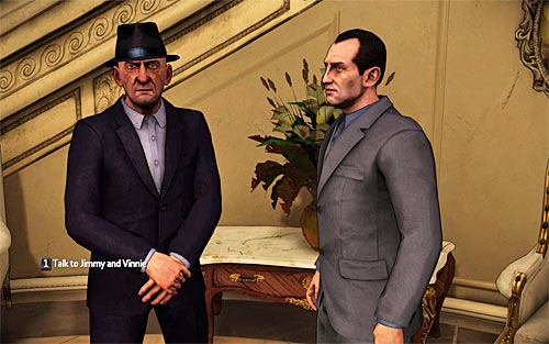 Exit the library and find friendly gangsters standing next to the stairs on the ground floor - On The Hunt - Walkthrough - The Darkness II - Game Guide and Walkthrough