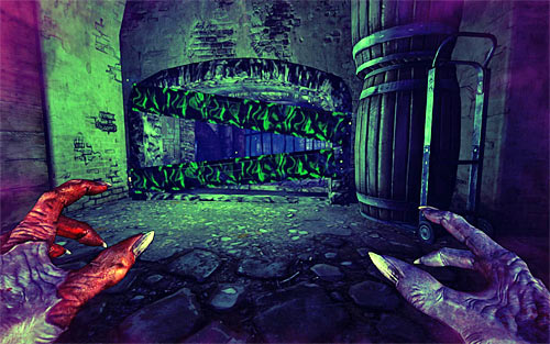 After elimination of all four guards, approach the barricade shown on the above screen, which you were not able to destroy because of the turned on lamp - Rat in a Maze - p. 2 - Walkthrough - The Darkness II - Game Guide and Walkthrough