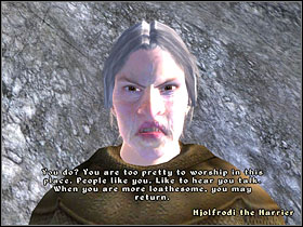 When you're as ugly as you can get, talk to Hjolfrodi again, and she'll let you speak to Namira - Daedric Quests part II - Other - The Elder Scrolls IV: Oblivion - Game Guide and Walkthrough