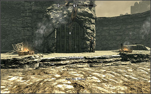 If you want to run from the keep with Ralof, you need to approach the Helgen Keep entrance on the right, beside which he's standing (screen above) - Running away from the Dragon - Unbound - The Elder Scrolls V: Skyrim - Game Guide and Walkthrough