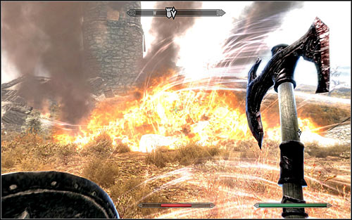 Regardless of the chosen tactic, you need to keep fighting until the beast falls - Fighting the Dragon - Dragon Rising - The Elder Scrolls V: Skyrim - Game Guide and Walkthrough
