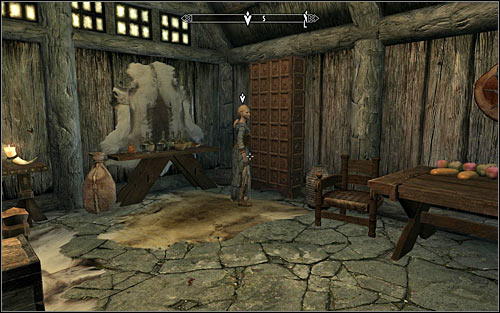 Head to the eastern room of the Sleeping Giant Inn (screen above) and lock the door behind you, as Delphine wishes - Meeting with Delphine - A Blade in the Dark - The Elder Scrolls V: Skyrim - Game Guide and Walkthrough