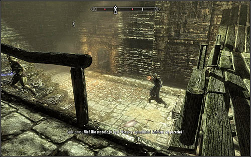 Be careful, as right after getting out of Esbern's cell you will get attacked by enemies, who also have been searching for him - Escorting Esbern - Alduin's Wall - The Elder Scrolls V: Skyrim - Game Guide and Walkthrough