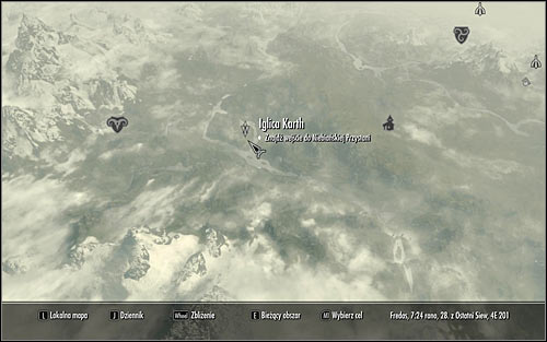 Head out of the Sleeping Giant Inn and open the world map to establish that Karthspire is in the western part of Skyrim (screen above) - Heading to Alduin's Wall - Alduin's Wall - The Elder Scrolls V: Skyrim - Game Guide and Walkthrough