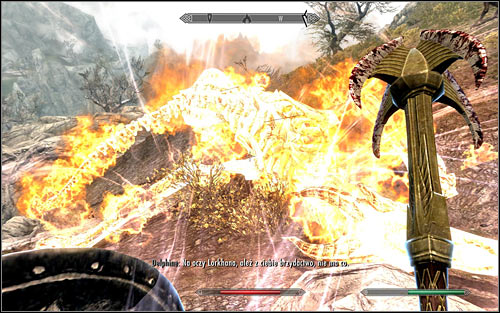 As I have mentioned before, the blood dragon is capable of dealing high fire damage and the additional difficulty here is that don't quite have a place to hide from them - Heading to Alduin's Wall - Alduin's Wall - The Elder Scrolls V: Skyrim - Game Guide and Walkthrough