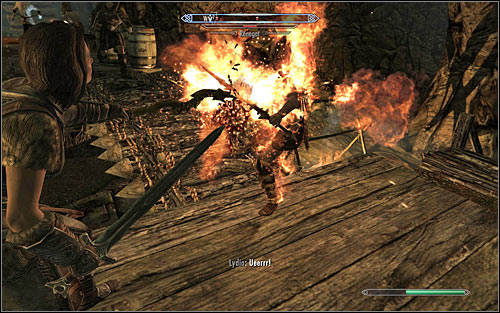 Be careful, as almost immediately after getting inside the cave you will be attacked by a new group Forsworn (screen above) - Heading to Alduin's Wall - Alduin's Wall - The Elder Scrolls V: Skyrim - Game Guide and Walkthrough