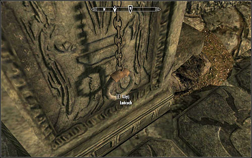 If you have done everything properly, you just need to turn left and interact with the chain hanging there (screen above) - Heading to Alduin's Wall - Alduin's Wall - The Elder Scrolls V: Skyrim - Game Guide and Walkthrough