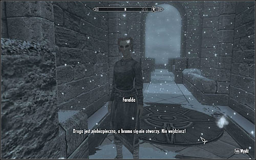 If it's your first visit to the College of Winterhold, you will be automatically stopped by Faralda (screen above), who will tell you that only authorized people can enter - Heading to Winterhold - Elder Knowledge - The Elder Scrolls V: Skyrim - Game Guide and Walkthrough