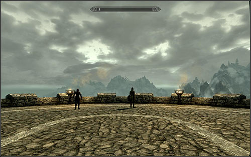 After reaching the porch, head towards observation point on front of you (screen above) - Catching the dragon - The Fallen - The Elder Scrolls V: Skyrim - Game Guide and Walkthrough