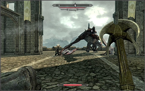 Quickly get away from the observation point, as the dragon should land there soon - Catching the dragon - The Fallen - The Elder Scrolls V: Skyrim - Game Guide and Walkthrough