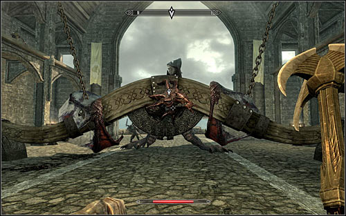 Keep heading towards the gate leading to the main part of Jarl's estate, encouraging the dragon to follow you - Catching the dragon - The Fallen - The Elder Scrolls V: Skyrim - Game Guide and Walkthrough