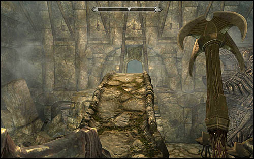 After the battle, use the stairs to reach the upper balconies and afterwards cross the bridge leading west (screen above) - Reaching the portal - The World-Eater's Eyrie - The Elder Scrolls V: Skyrim - Game Guide and Walkthrough
