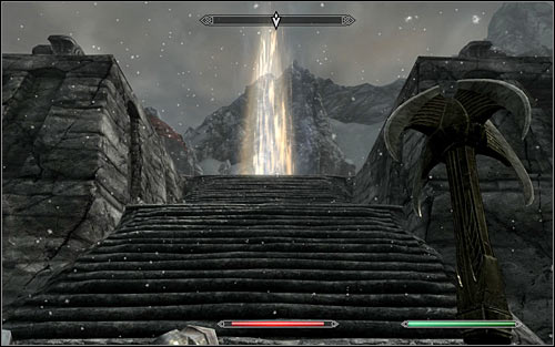 After securing the lower part of the roof, stand opposite to the stairs leading to the upper level (screen above) - Reaching the portal - The World-Eater's Eyrie - The Elder Scrolls V: Skyrim - Game Guide and Walkthrough