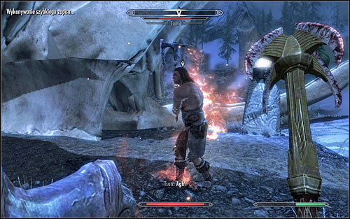 As for the choice of Shouts used in this battle, the most reasonable from the standard ones would be Fire Breath (screen above), especially that the useful in most battles Unrelenting Force won't have any effect on Tsun - Reaching the Hall of Valor - Sovngarde - The Elder Scrolls V: Skyrim - Game Guide and Walkthrough