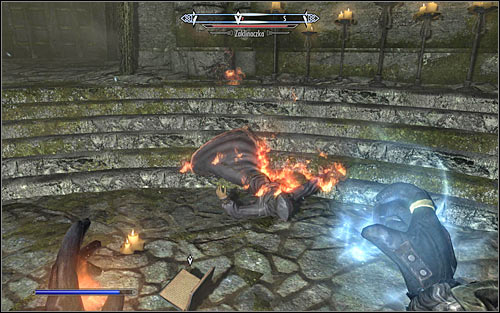 If you prefer to defeat The Caller in battle, you should try to attack her by surprise (screen above), so that she's defenceless for the first couple seconds - Hitting the Books - p. 2 - College of Winterhold quests - The Elder Scrolls V: Skyrim - Game Guide and Walkthrough