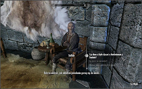 If you don't want to complicate things too much, you can return to Tolfdir (screen above), who will share his knowledge of the Augur of Dunlain without any problems - Good Intentions - College of Winterhold quests - The Elder Scrolls V: Skyrim - Game Guide and Walkthrough