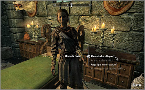 Mirabelle, depending on the time of day, can be found on the main square of the College, in the Hall of the Elements or in her room at the Hall of Attainment - Revealing the Unseen - p. 1 - College of Winterhold quests - The Elder Scrolls V: Skyrim - Game Guide and Walkthrough