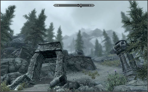 If you decide to stay on the main track, around south-west of the ruins you should find a path with remains of ancient buildings (screen above) - Revealing the Unseen - p. 1 - College of Winterhold quests - The Elder Scrolls V: Skyrim - Game Guide and Walkthrough