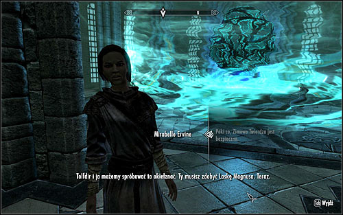 Mirabelle didn't participate in the fight, so you need to return to the College of Winterhold, either by crossing the bridge again or using fast travel - Containment - College of Winterhold quests - The Elder Scrolls V: Skyrim - Game Guide and Walkthrough