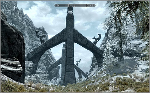 The stone constructions (screen above) will inform you that you're heading in the right direction (north-west) - Staff of Magnus - p. 1 - College of Winterhold quests - The Elder Scrolls V: Skyrim - Game Guide and Walkthrough