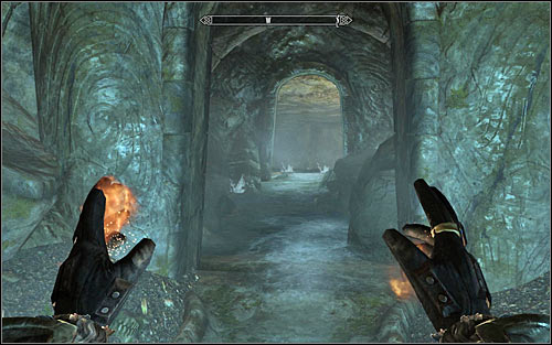 If you chose to go through the gate, you will need to jump down onto the lower level after reaching the new location - Staff of Magnus - p. 2 - College of Winterhold quests - The Elder Scrolls V: Skyrim - Game Guide and Walkthrough